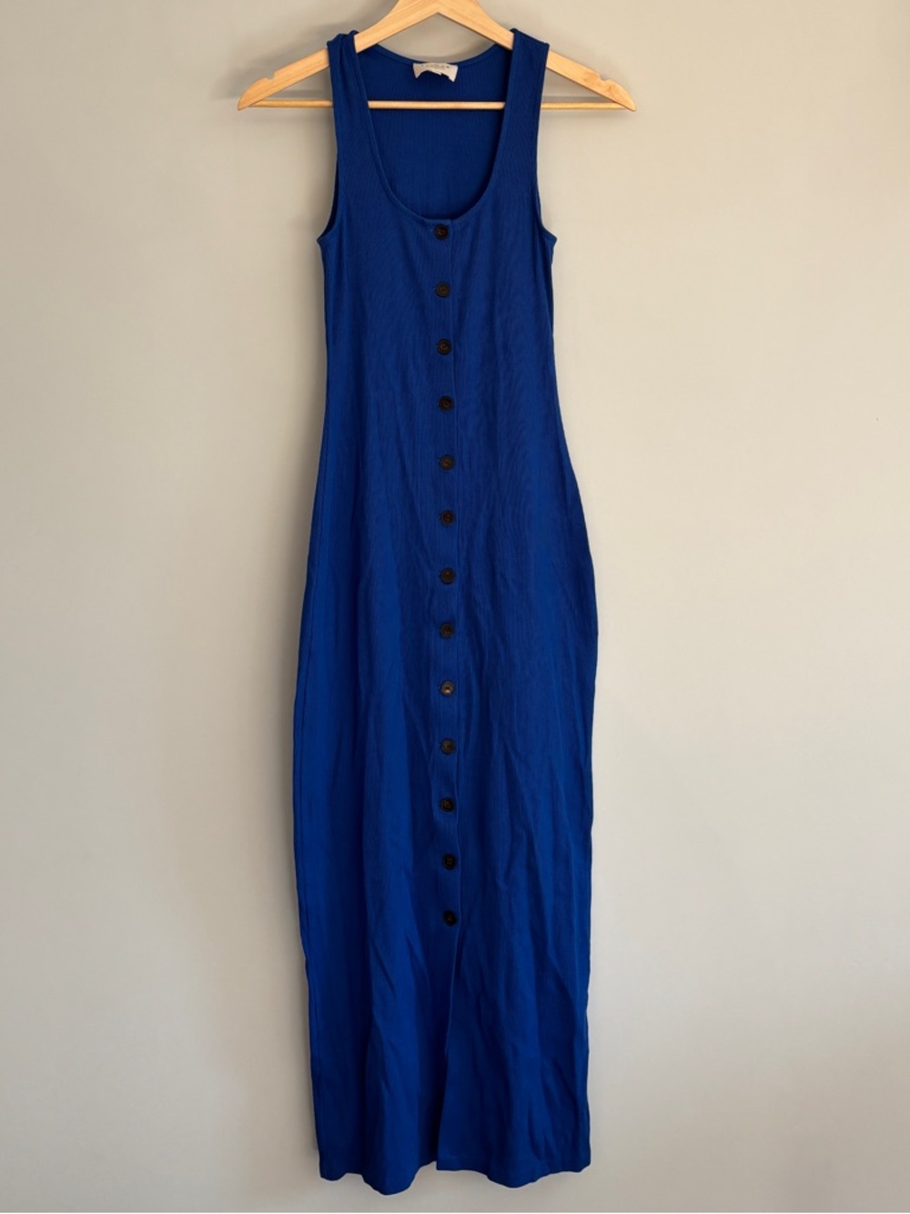 Sézane Fabiola ribbed cotton stretch dress XS in royal blue - Picture 5 of 8